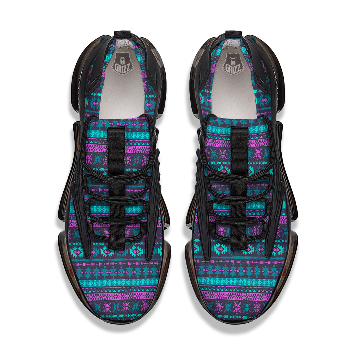 Trippy Ethnic Aztec Print Black Gym Shoes-grizzshop