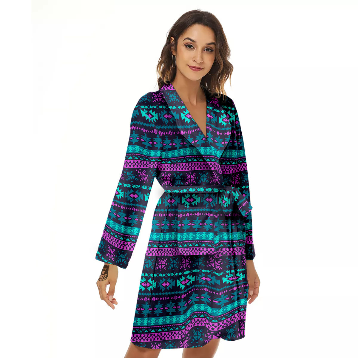 Trippy Ethnic Aztec Print Women's Robe-grizzshop