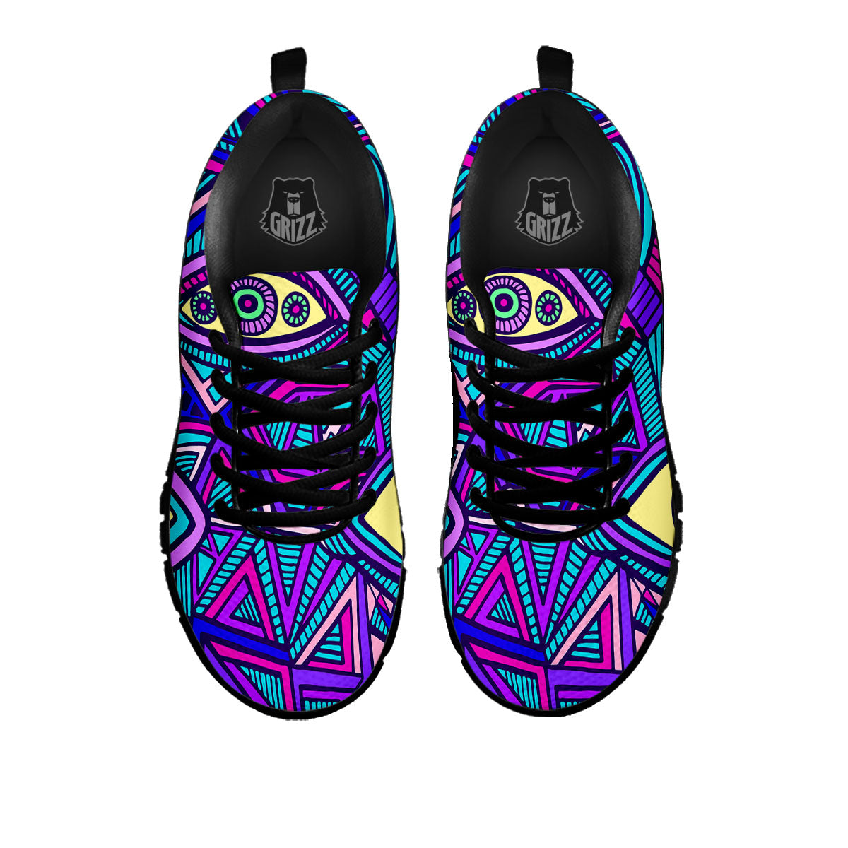 Trippy Ethnic Psychedelic Print Black Sneaker-grizzshop
