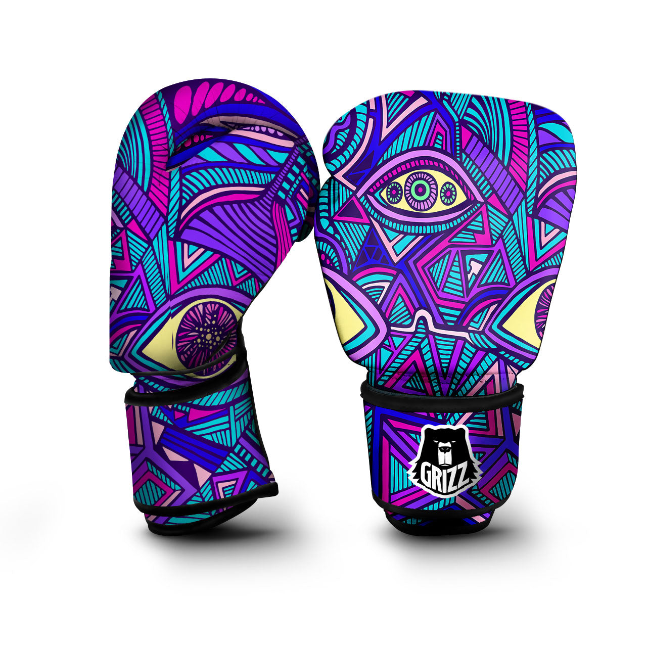 Trippy Ethnic Psychedelic Print Boxing Gloves-grizzshop
