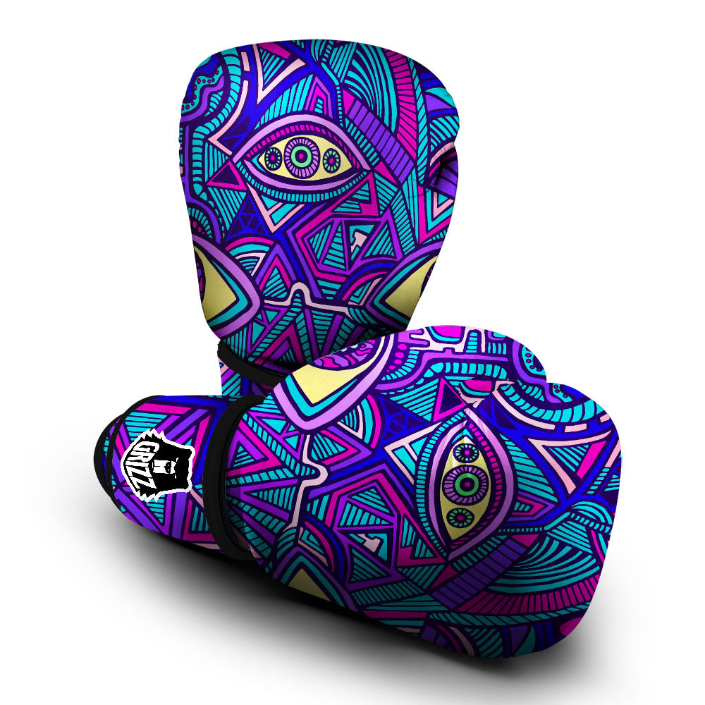 Trippy Ethnic Psychedelic Print Boxing Gloves-grizzshop