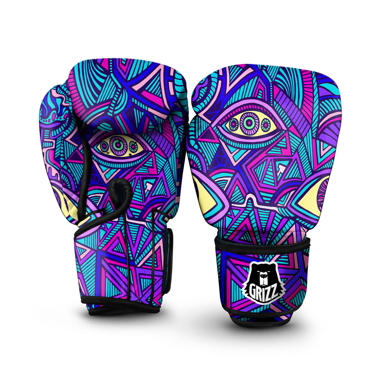 Liquid Psychedelic Trippy Orange Print Boxing Gloves