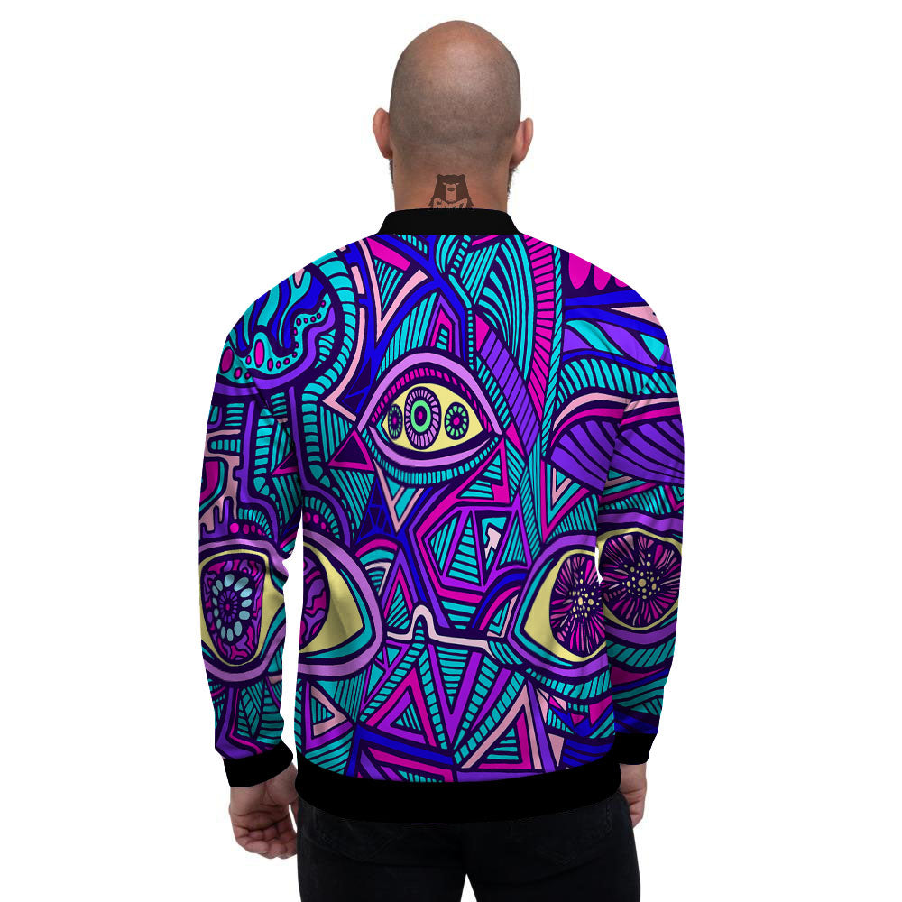 Trippy Ethnic Psychedelic Print Men's Bomber Jacket-grizzshop
