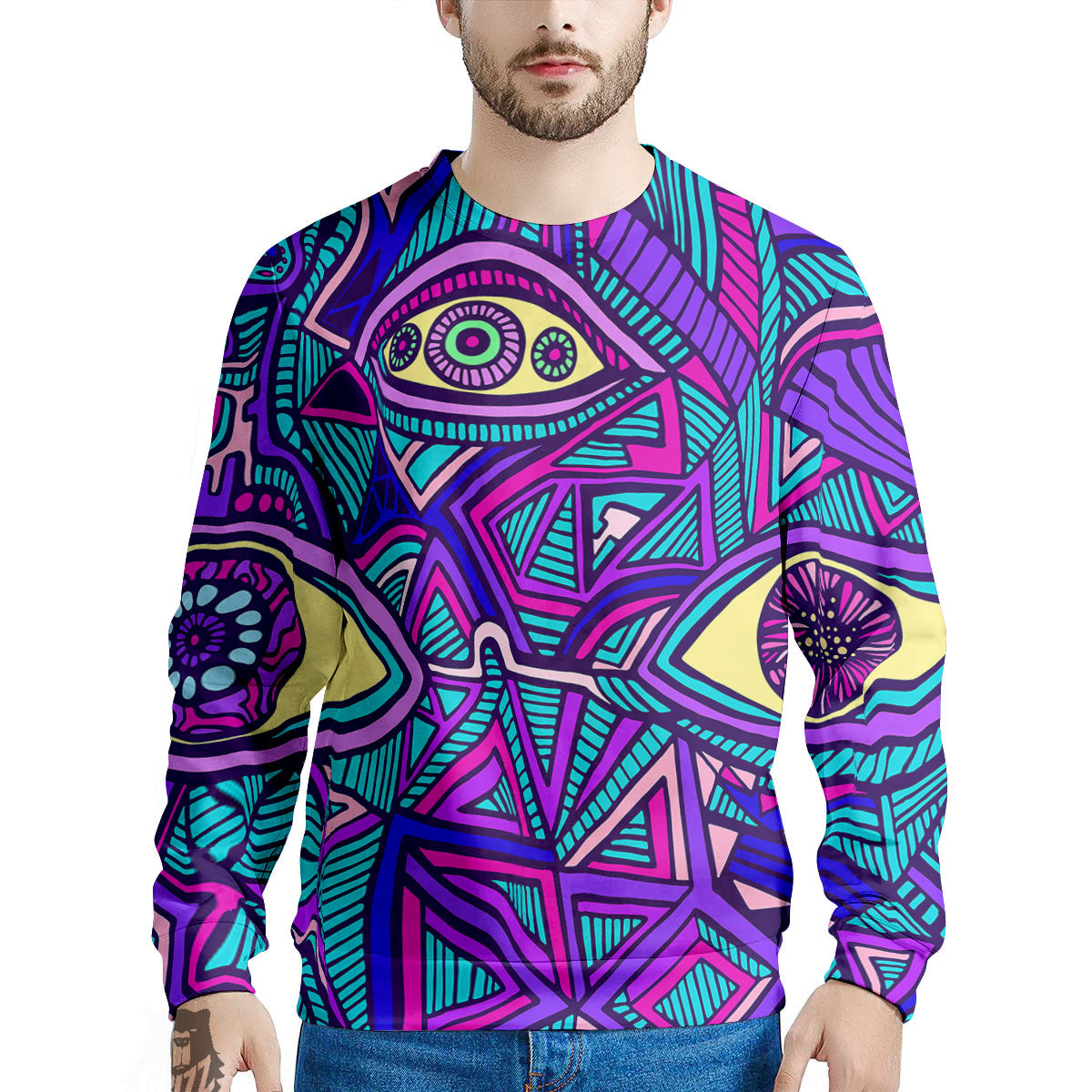 Trippy Ethnic Psychedelic Print Men's Sweatshirt-grizzshop