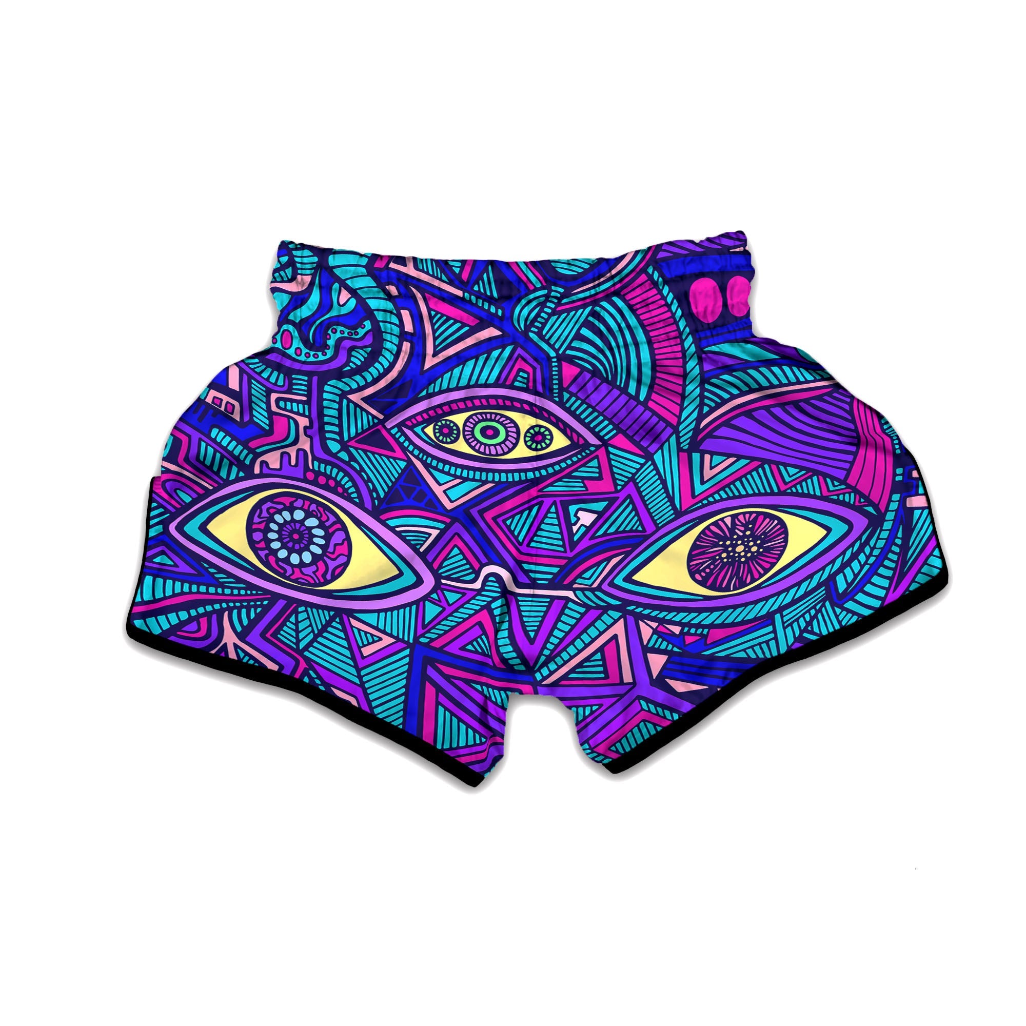 Trippy Ethnic Psychedelic Print Muay Thai Boxing Shorts-grizzshop
