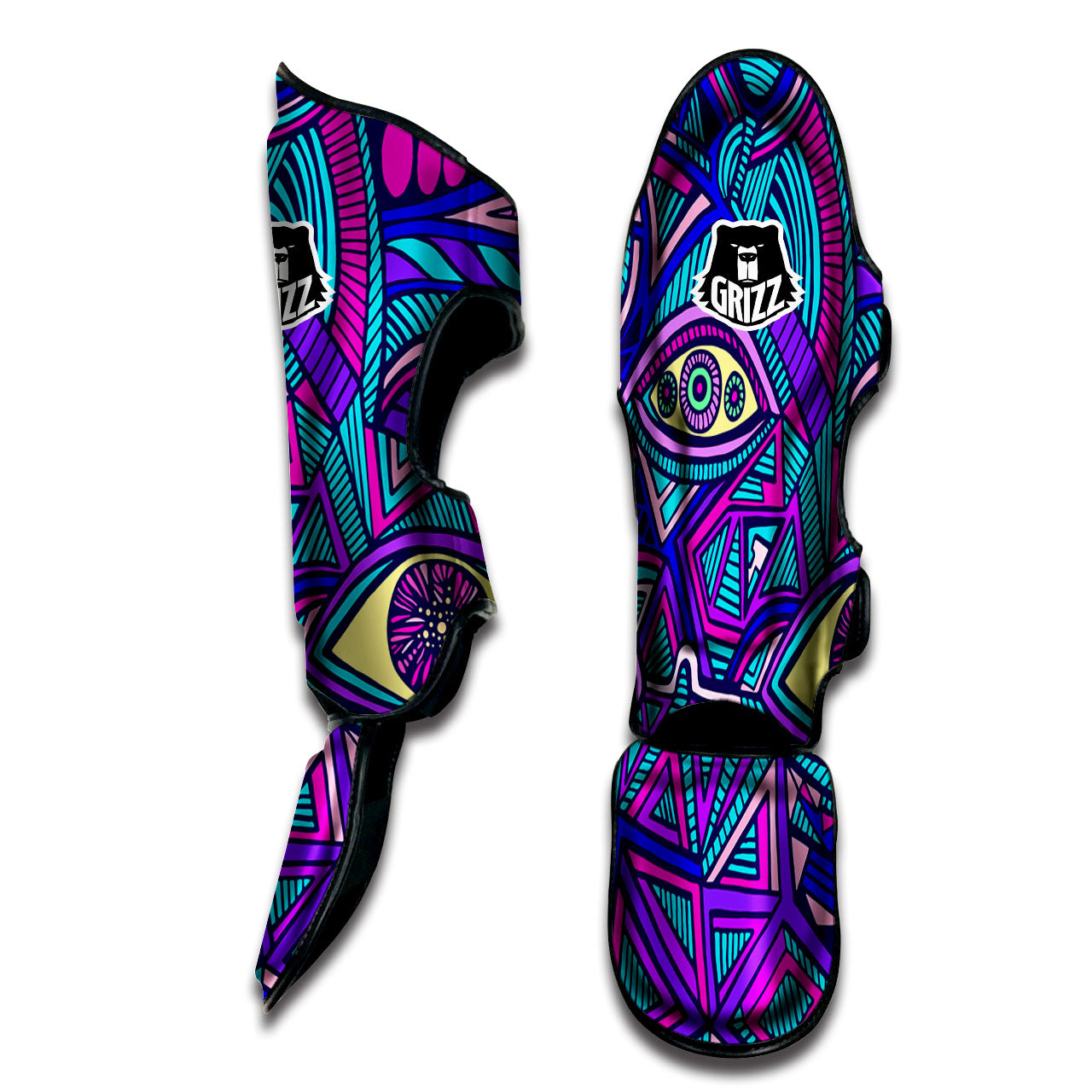 Trippy Ethnic Psychedelic Print Muay Thai Shin Guards-grizzshop