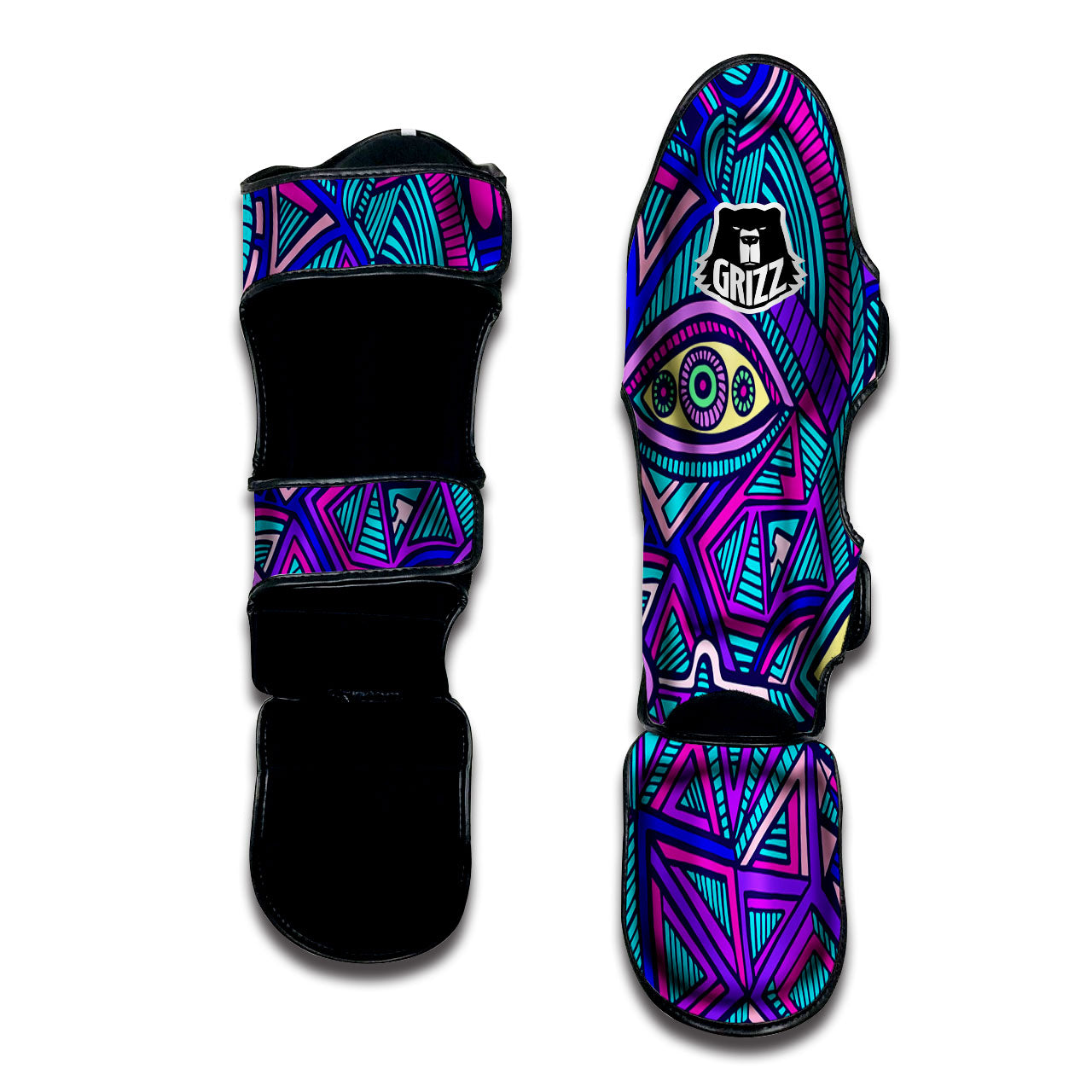 Trippy Ethnic Psychedelic Print Muay Thai Shin Guards-grizzshop