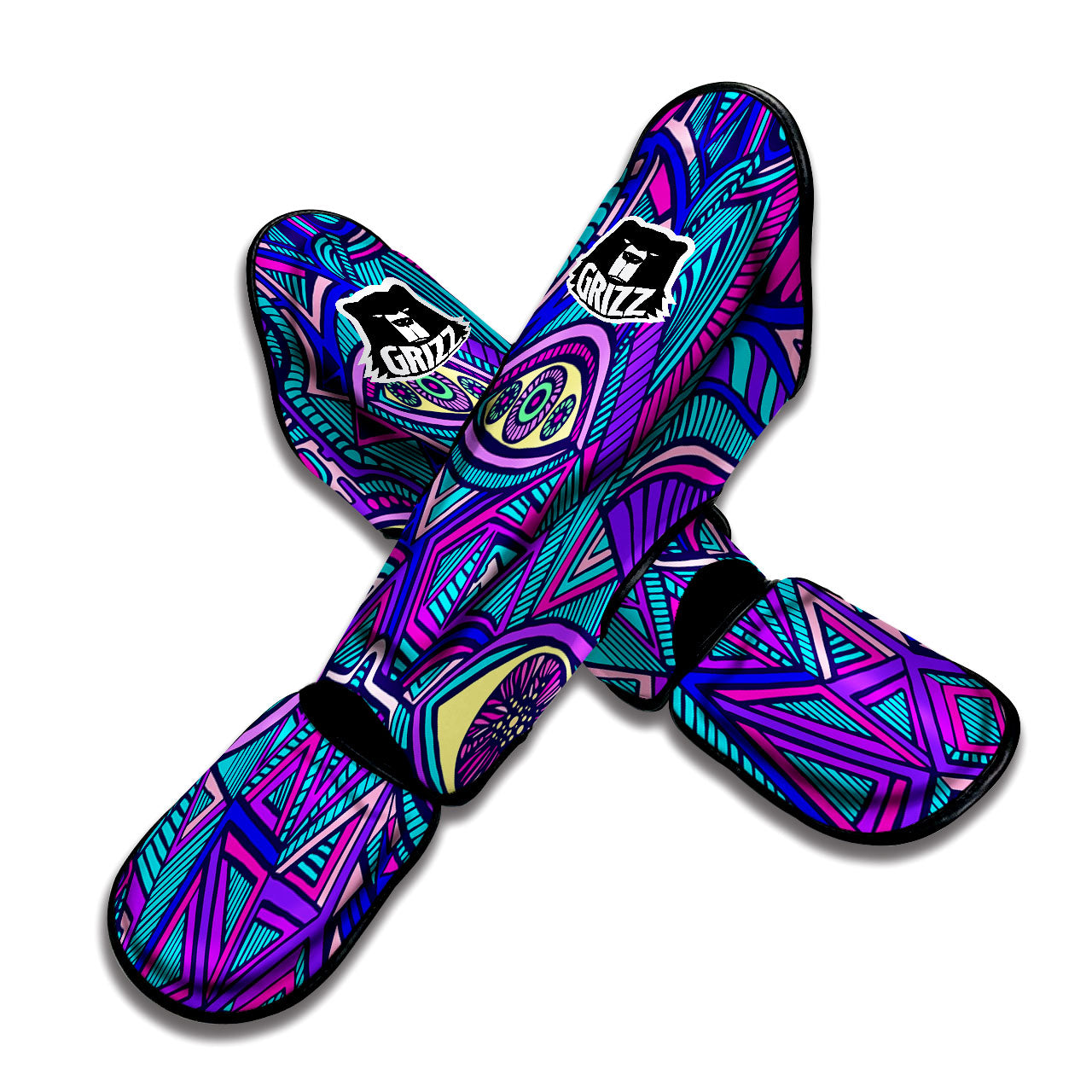 Trippy Ethnic Psychedelic Print Muay Thai Shin Guards-grizzshop