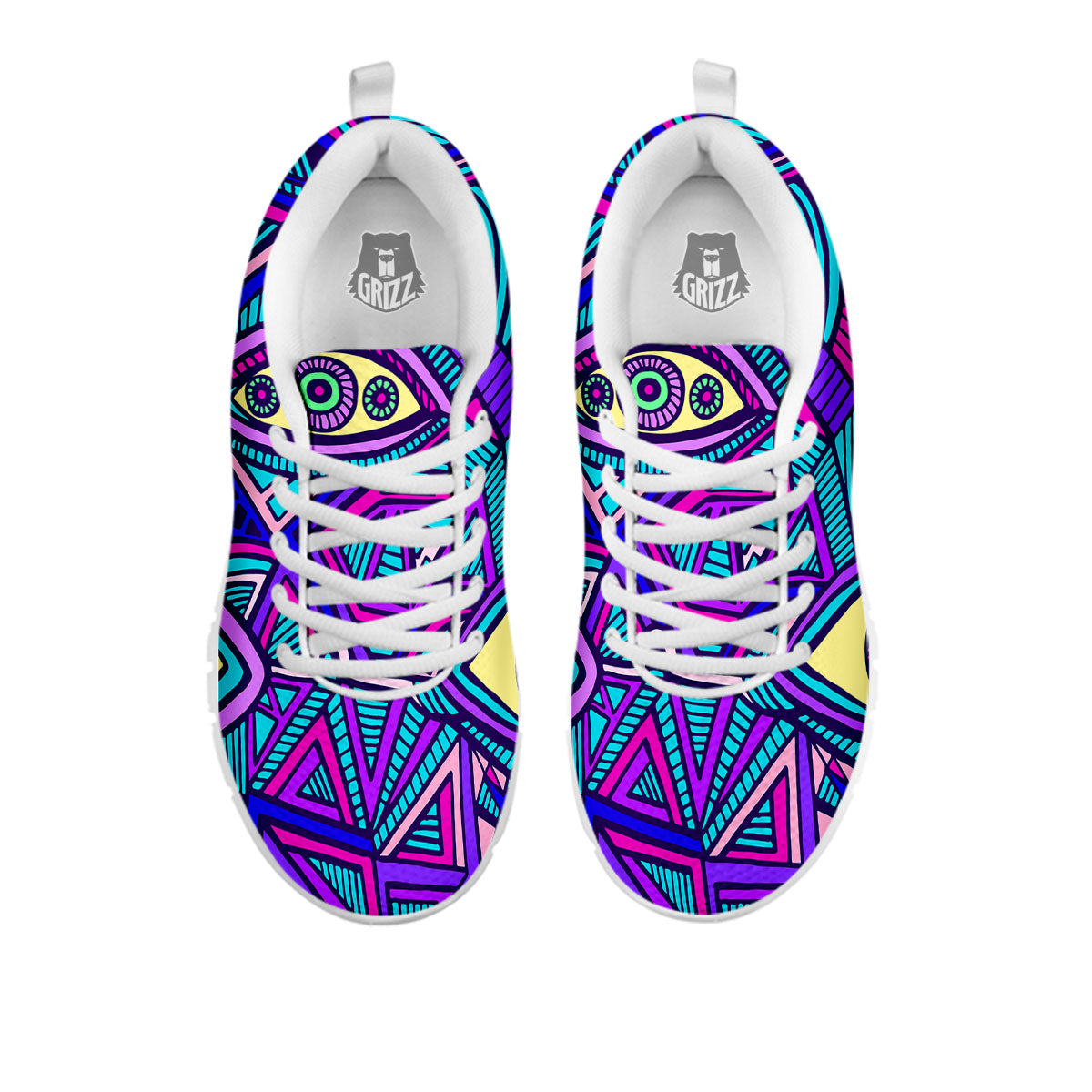 Trippy Ethnic Psychedelic Print White Sneaker-grizzshop