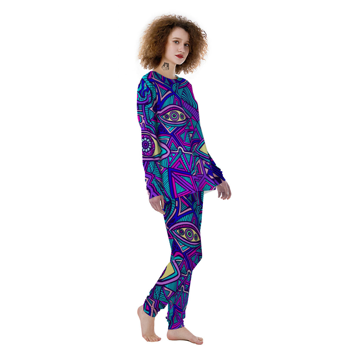 Trippy Ethnic Psychedelic Print Women's Pajamas-grizzshop
