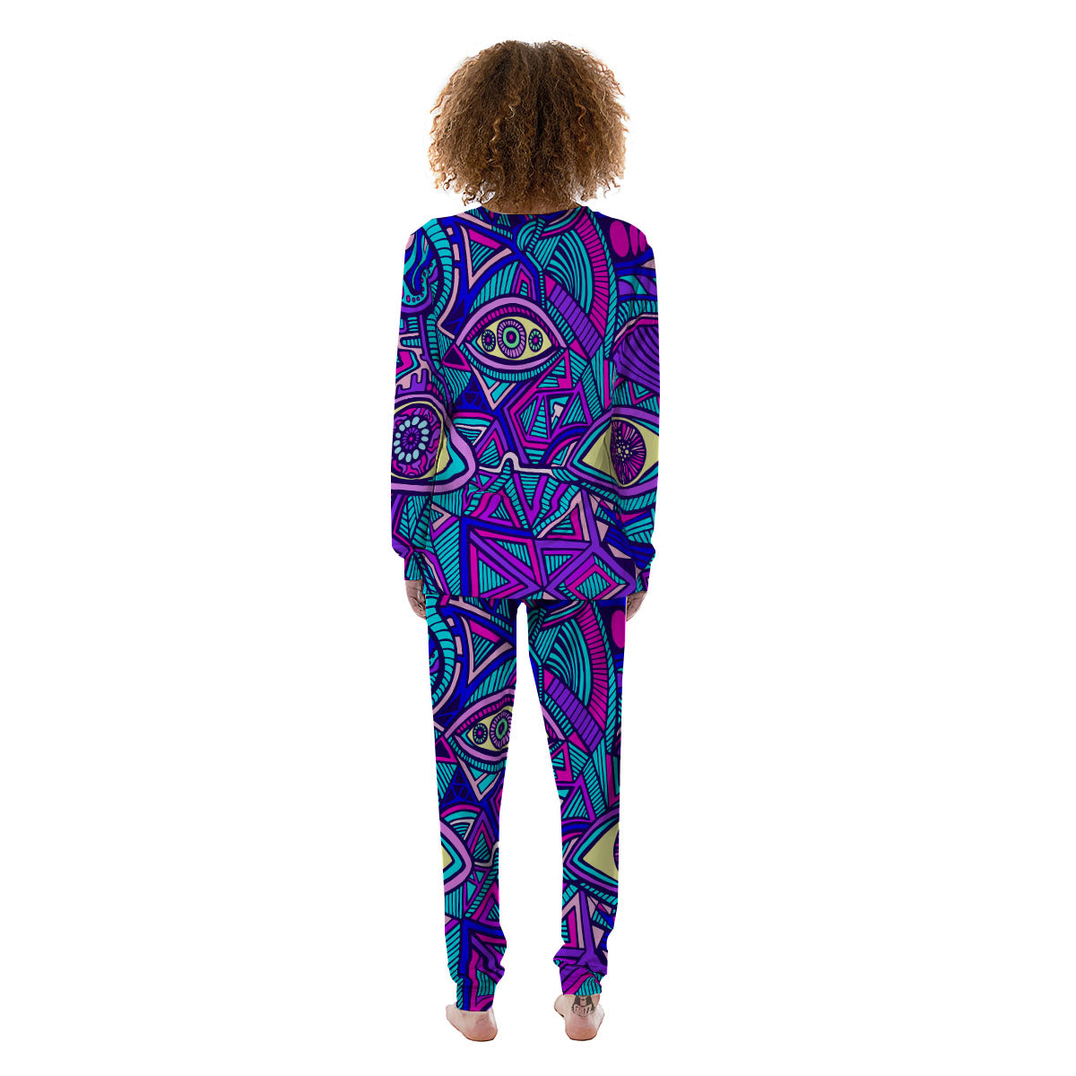 Trippy Ethnic Psychedelic Print Women's Pajamas-grizzshop