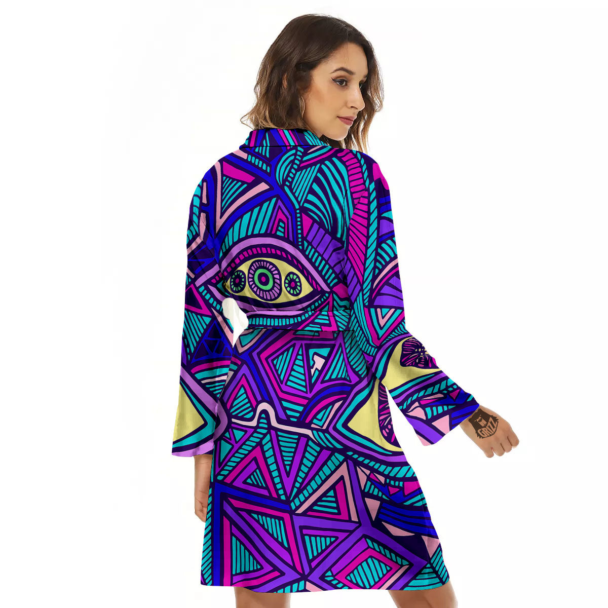Trippy Ethnic Psychedelic Print Women's Robe-grizzshop