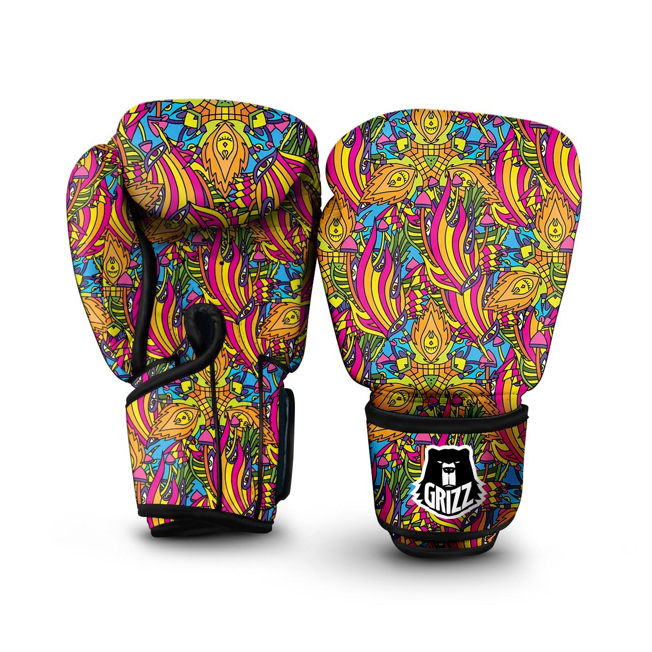 Trippy Hippie Flame Psychedelic Boxing Gloves-grizzshop