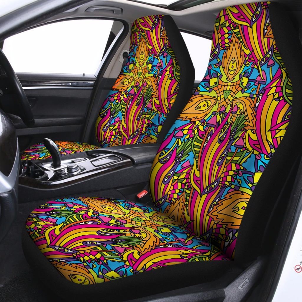 Trippy Hippie Flame Psychedelic Car Seat Covers-grizzshop
