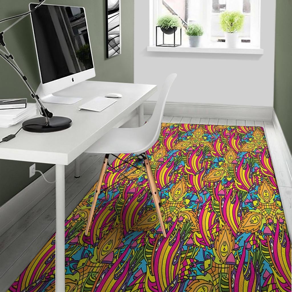 Trippy Hippie Flame Psychedelic Floor Mat-grizzshop