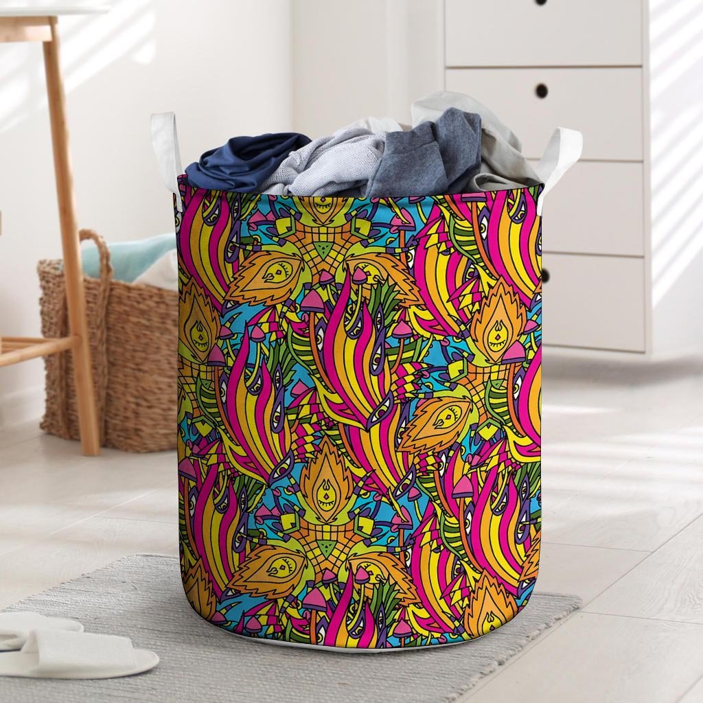 Abstract Psychedelic Holographic Laundry Basket