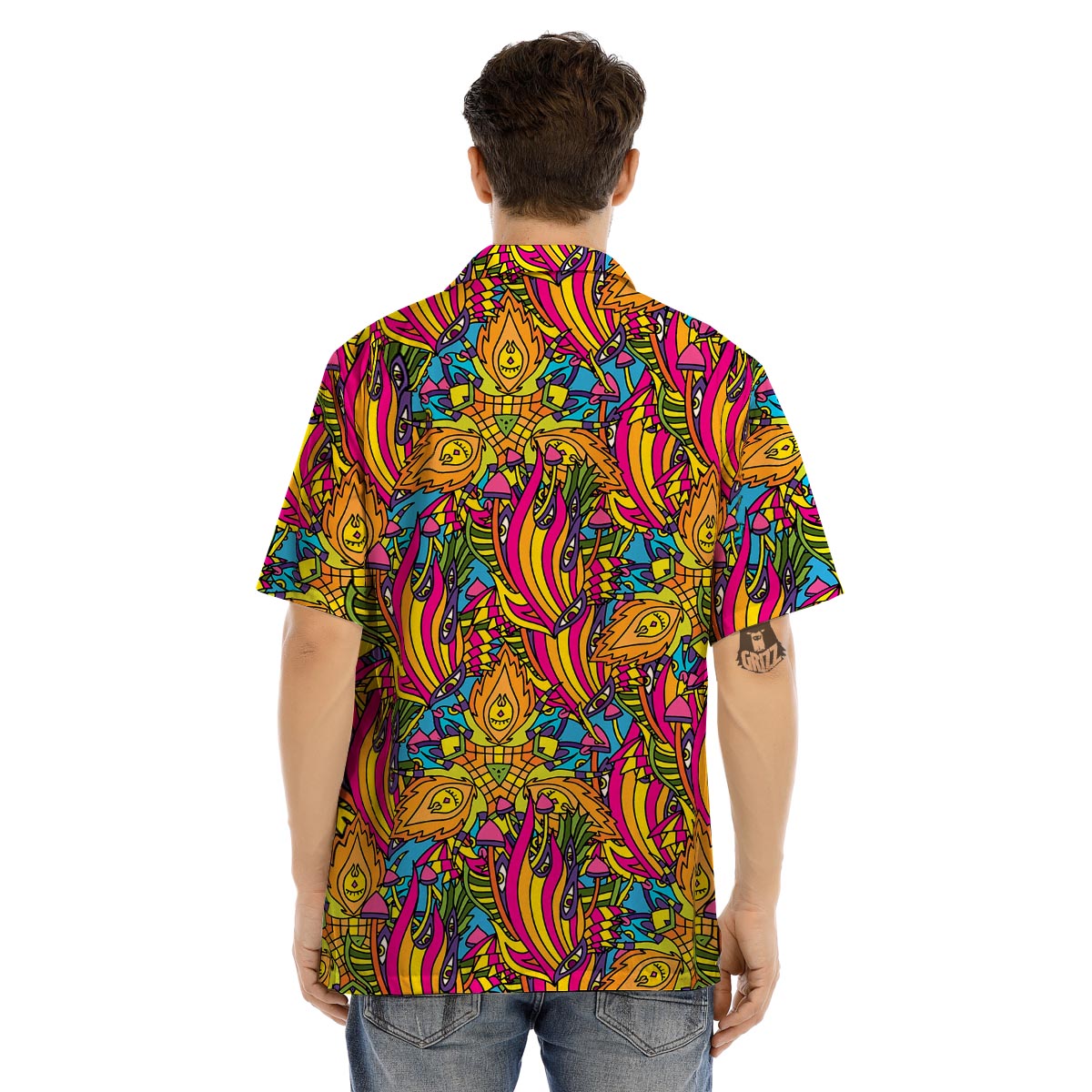 Trippy Hippie Flame Psychedelic Men’s Hawaiian Shirt-grizzshop