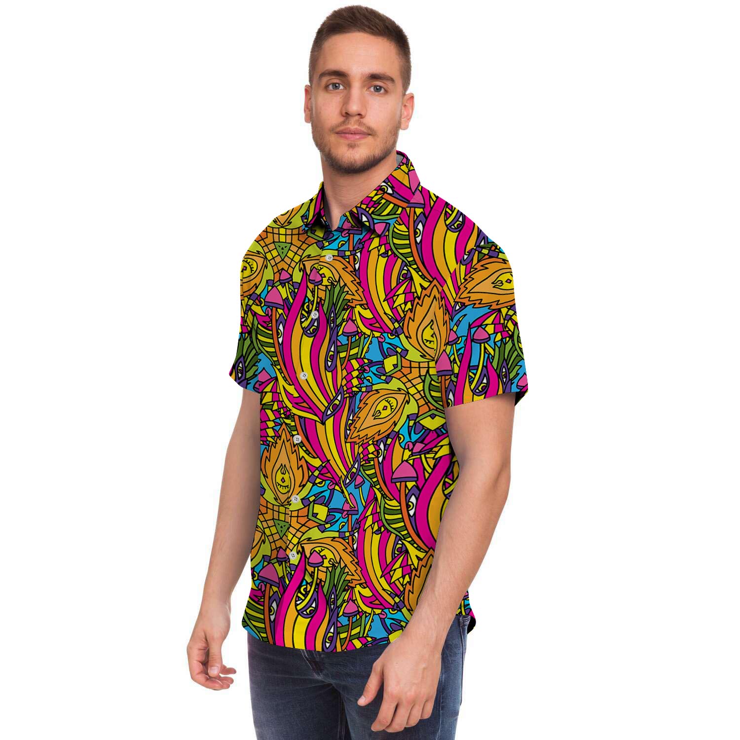 Trippy Hippie Flame Psychedelic Men's Short Sleeve Shirt-grizzshop