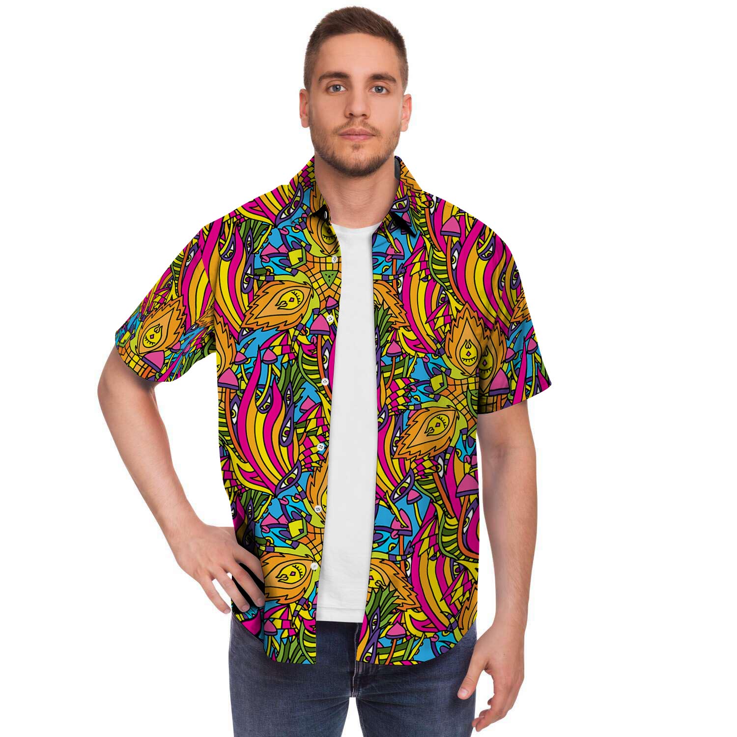 Trippy Hippie Flame Psychedelic Men's Short Sleeve Shirt-grizzshop