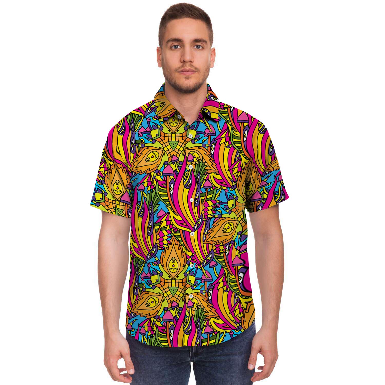 Trippy Hippie Flame Psychedelic Men's Short Sleeve Shirt-grizzshop