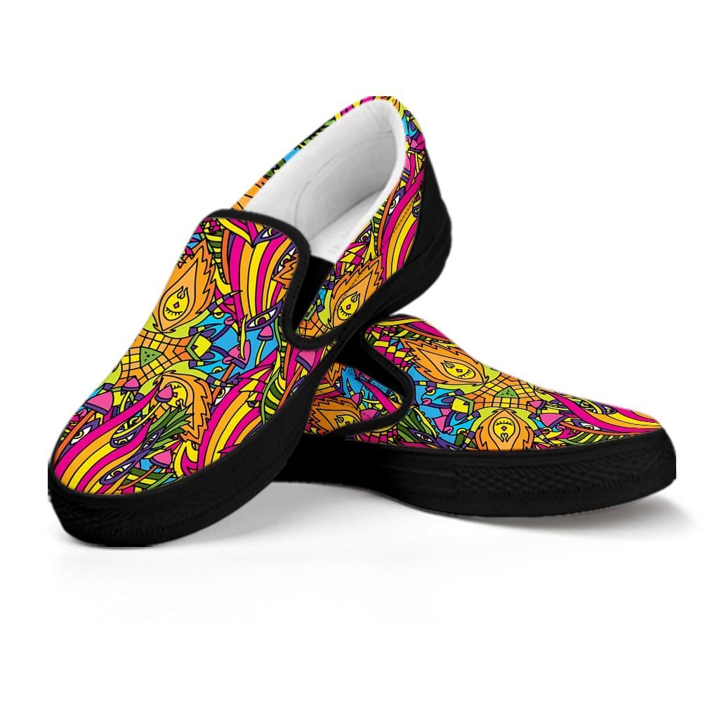 Trippy Hippie Flame Psychedelic Men's Slip On Sneakers-grizzshop