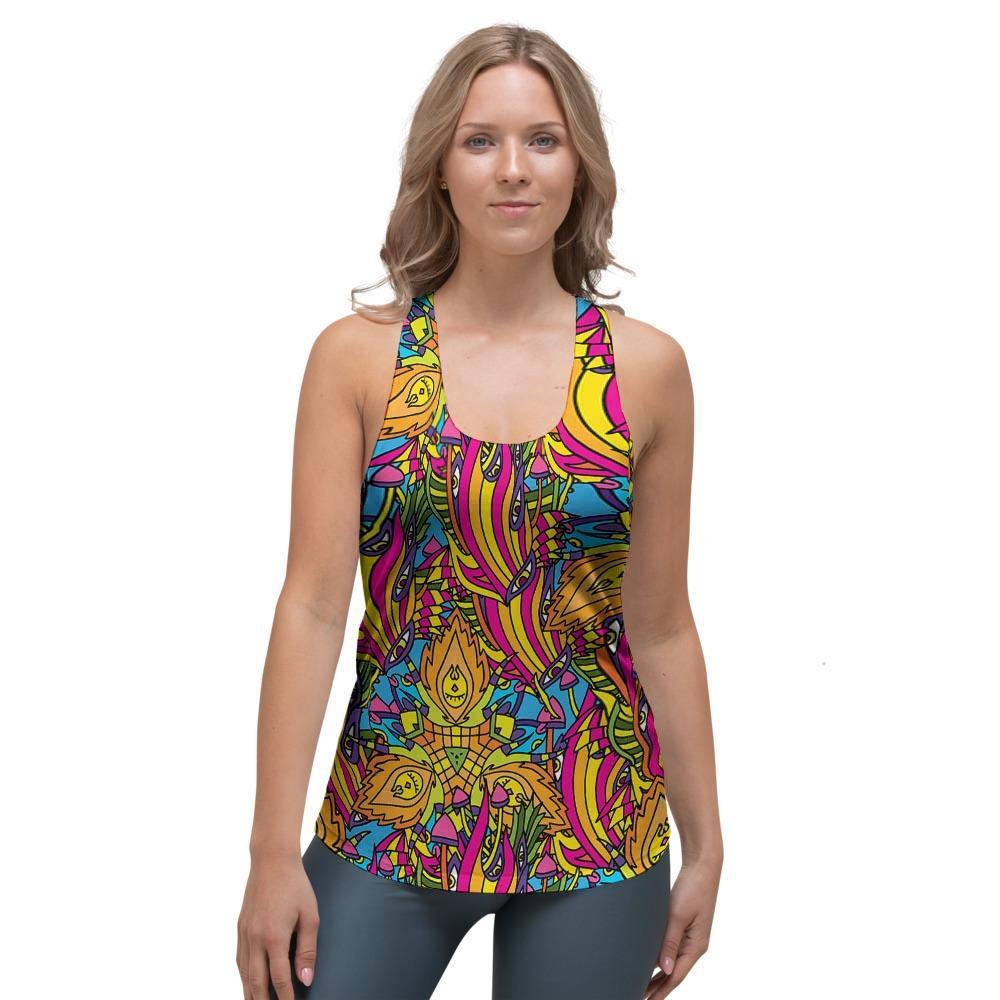 Trippy Hippie Flame Psychedelic Women's Racerback Tank Top-grizzshop