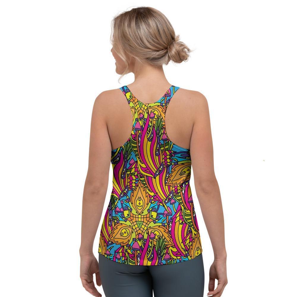 Trippy Hippie Flame Psychedelic Women's Racerback Tank Top-grizzshop