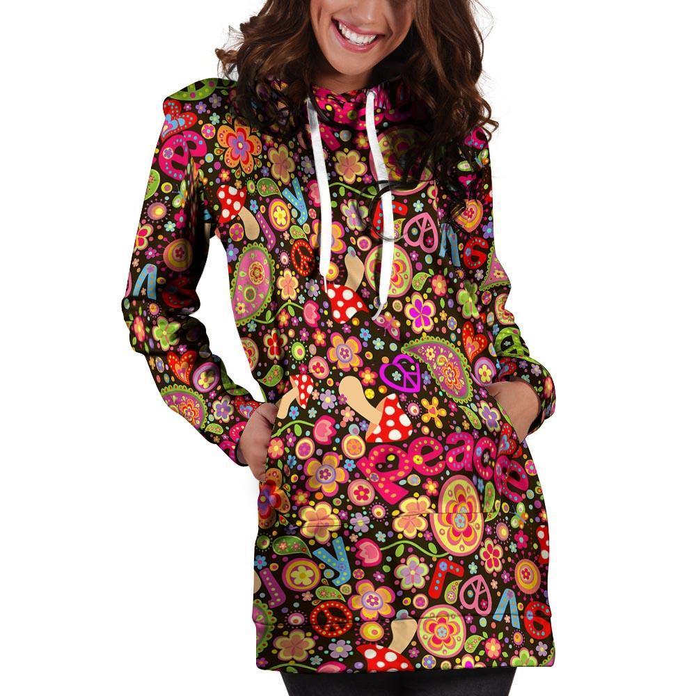 Trippy Hippie Hoodie Dress-grizzshop