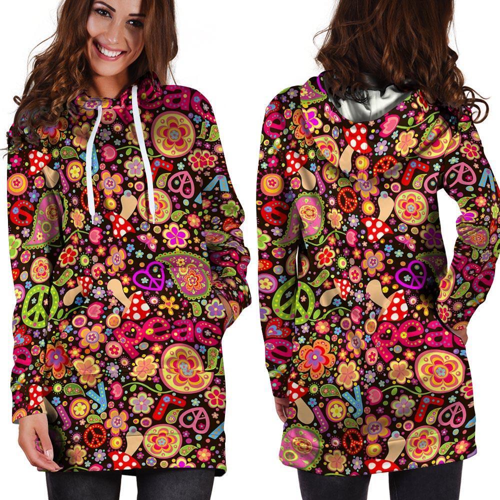 Trippy Hippie Hoodie Dress-grizzshop