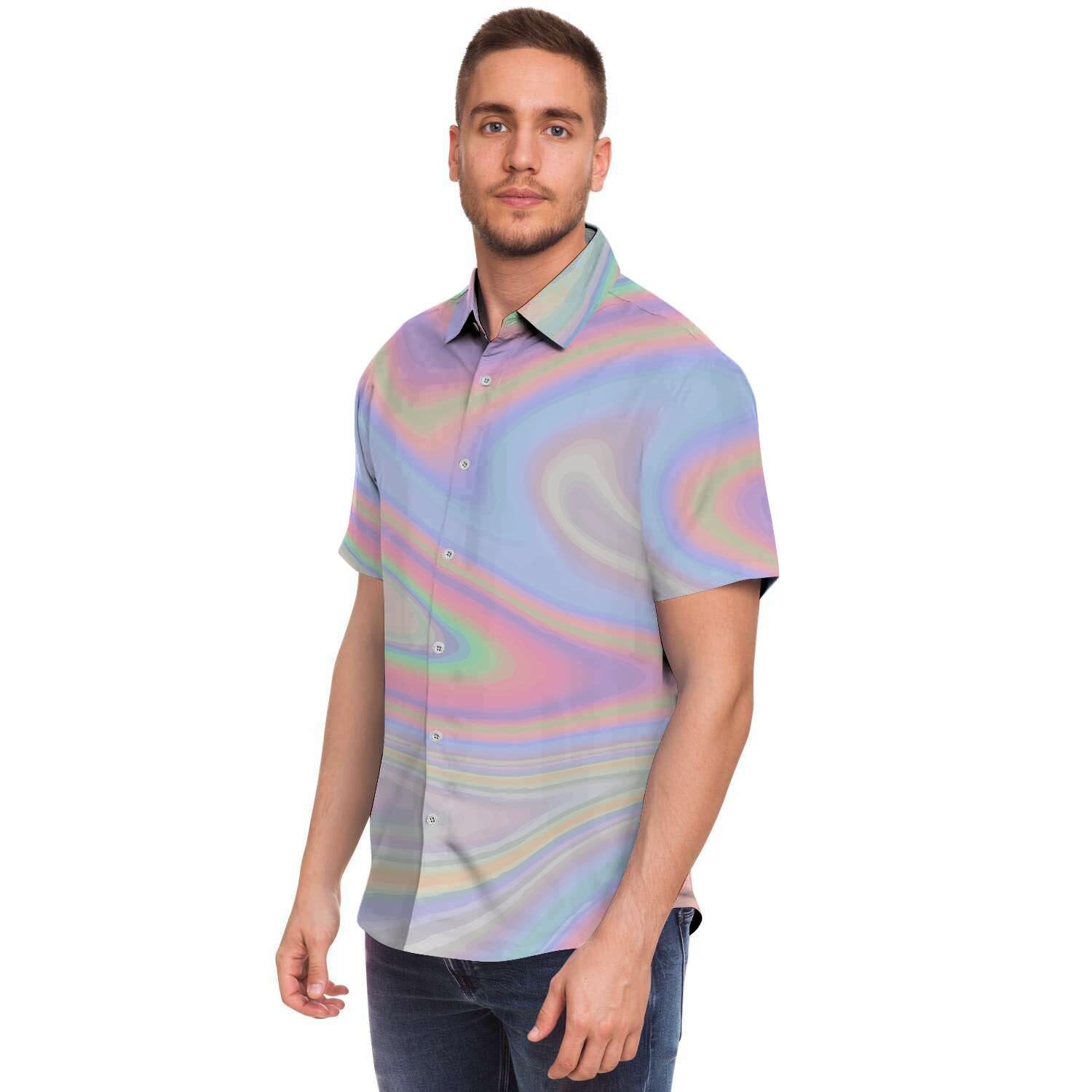 Trippy Holographic Men's Short Sleeve Shirt-grizzshop