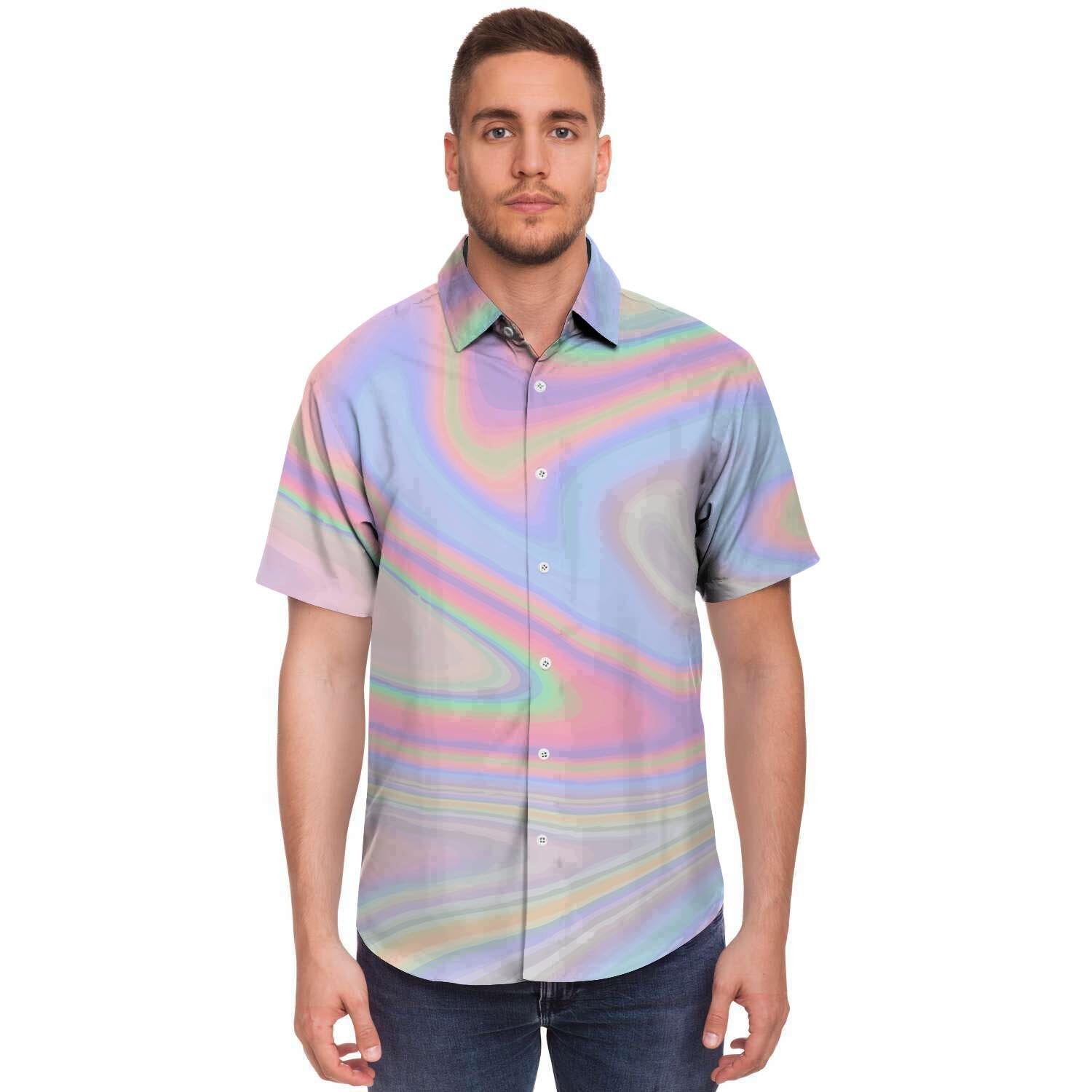 Trippy Holographic Men's Short Sleeve Shirt-grizzshop