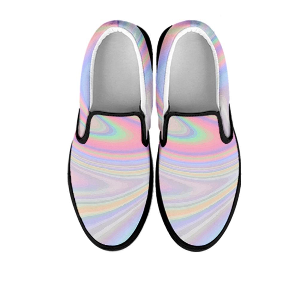 Trippy Holographic Women's Slip On Sneakers-grizzshop