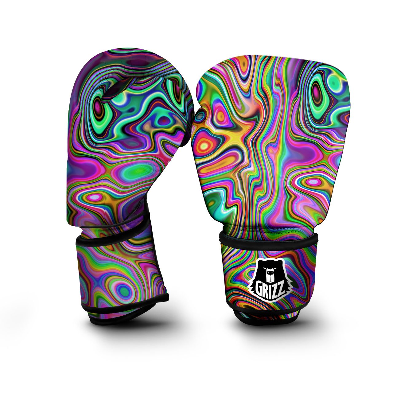Trippy Liquid Holographic Print Boxing Gloves-grizzshop