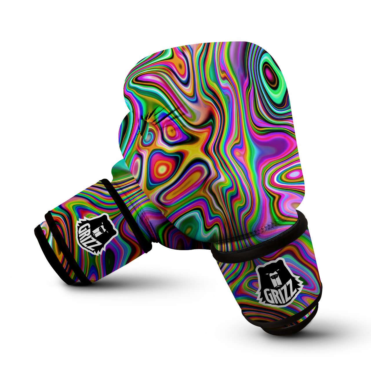 Trippy Liquid Holographic Print Boxing Gloves-grizzshop