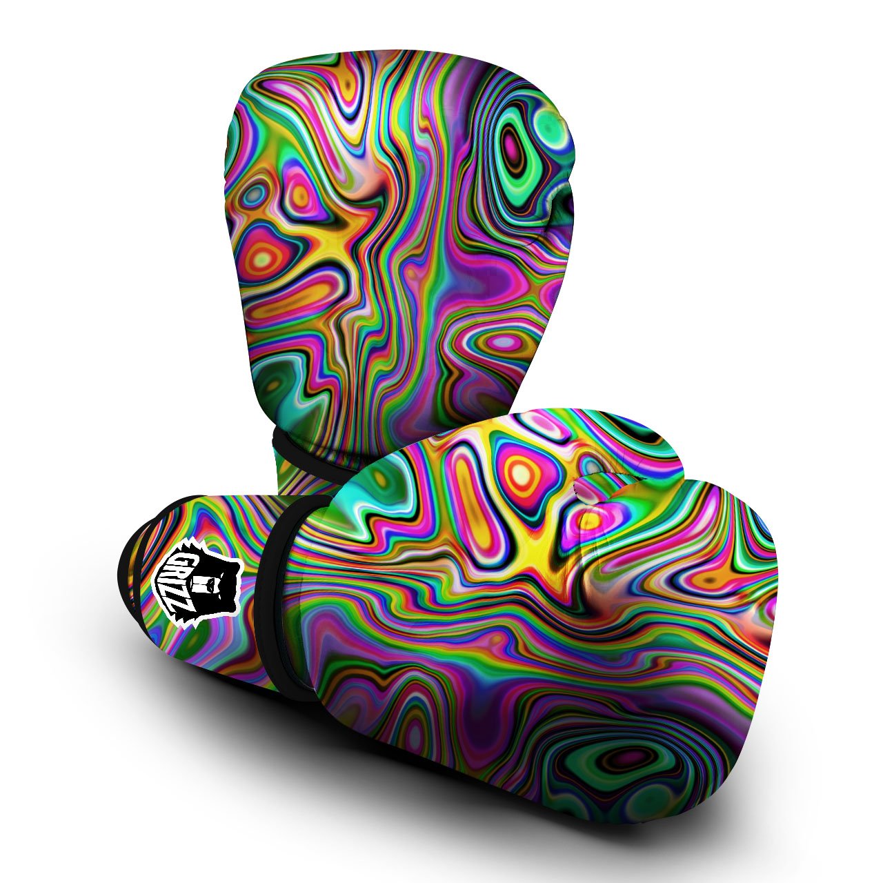 Trippy Liquid Holographic Print Boxing Gloves-grizzshop
