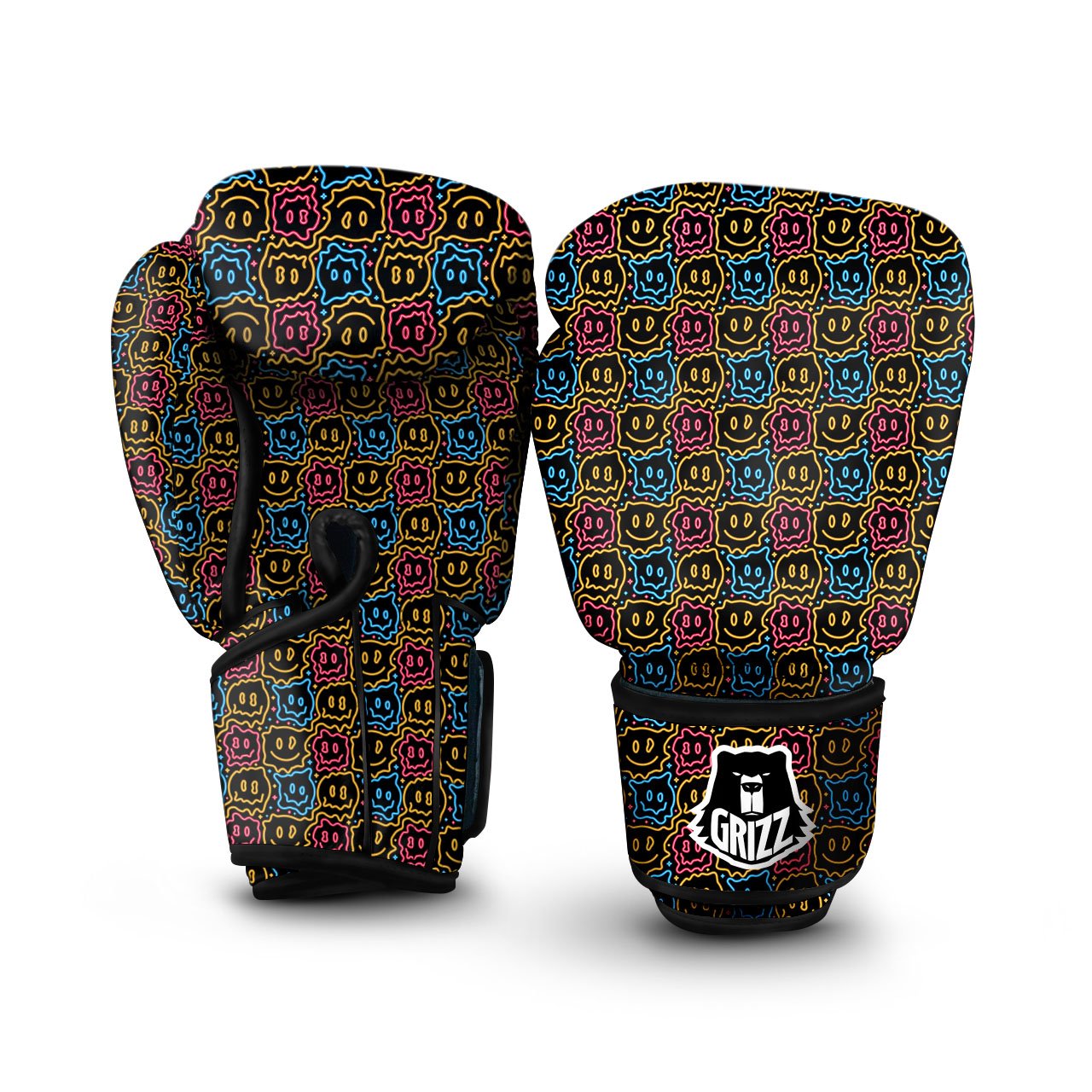 Trippy Neon Psychedelic Print Boxing Gloves-grizzshop