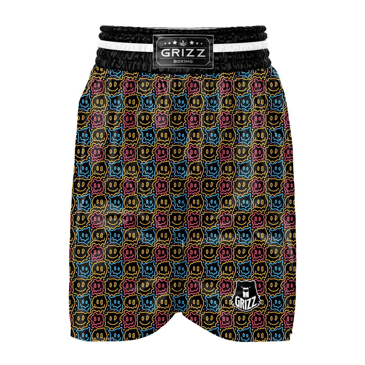Trippy Neon Psychedelic Print Boxing Shorts-grizzshop