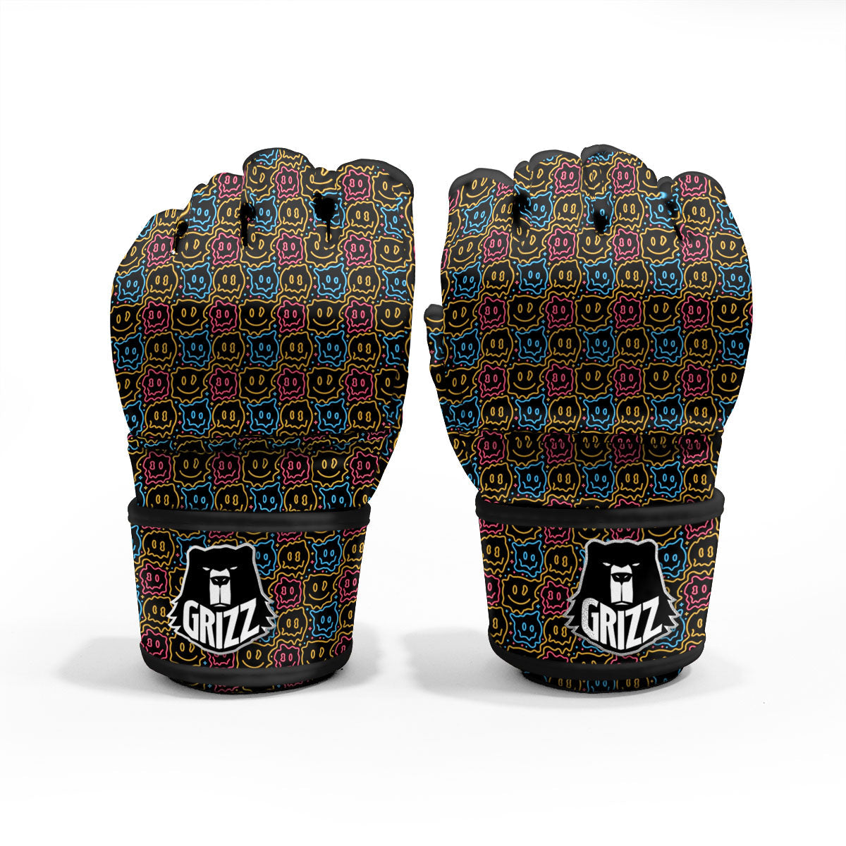 Trippy Neon Psychedelic Print MMA Gloves-grizzshop