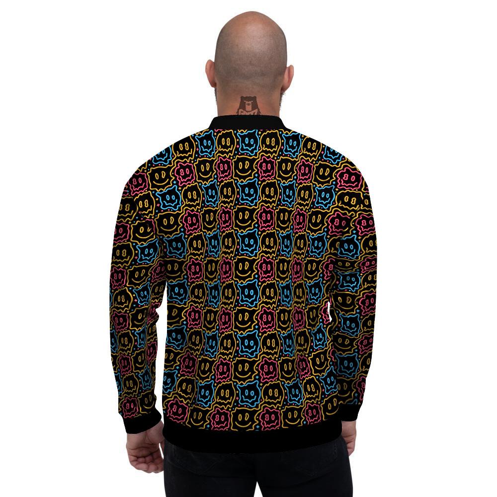 Trippy Neon Psychedelic Print Men's Bomber Jacket-grizzshop
