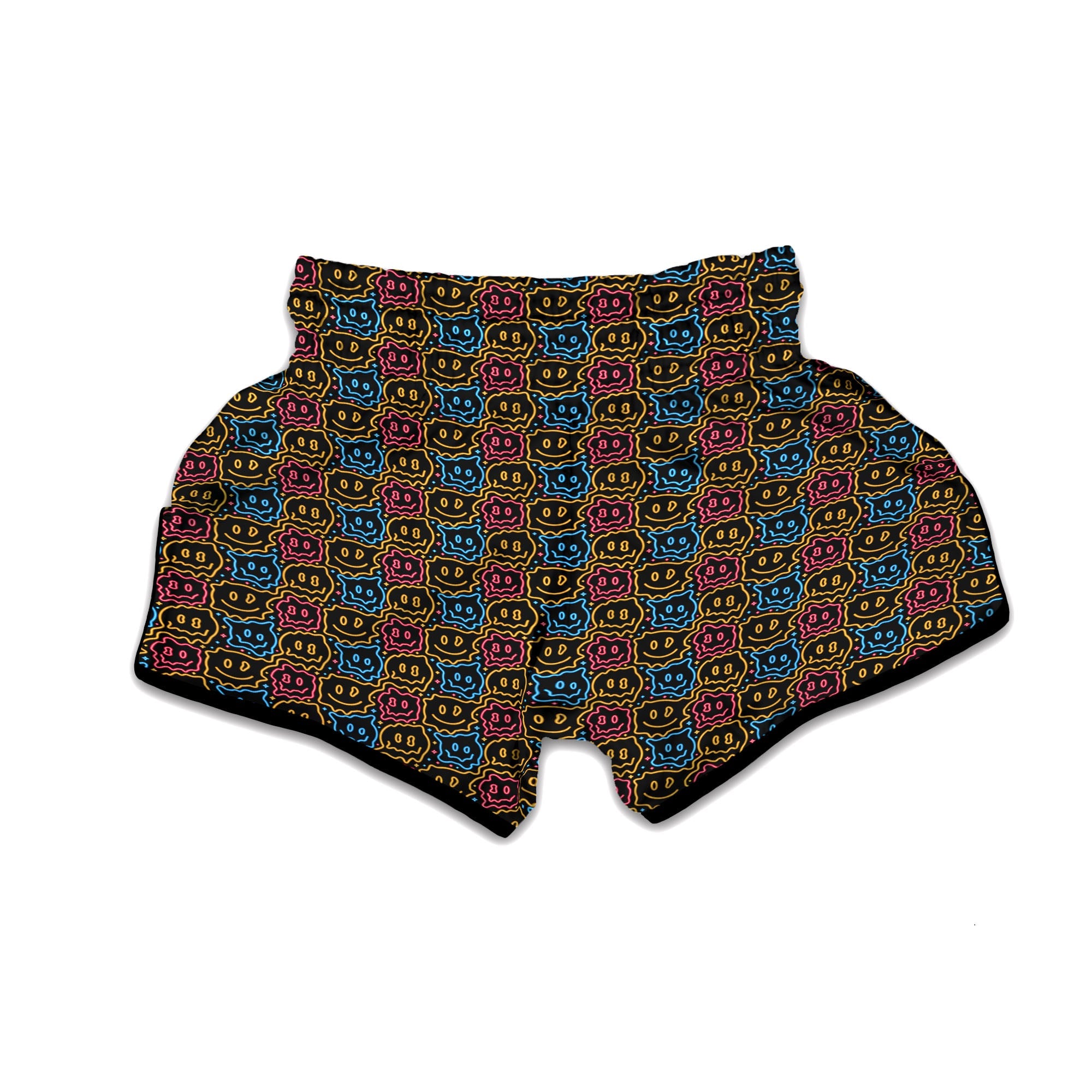 Trippy Neon Psychedelic Print Muay Thai Boxing Shorts-grizzshop