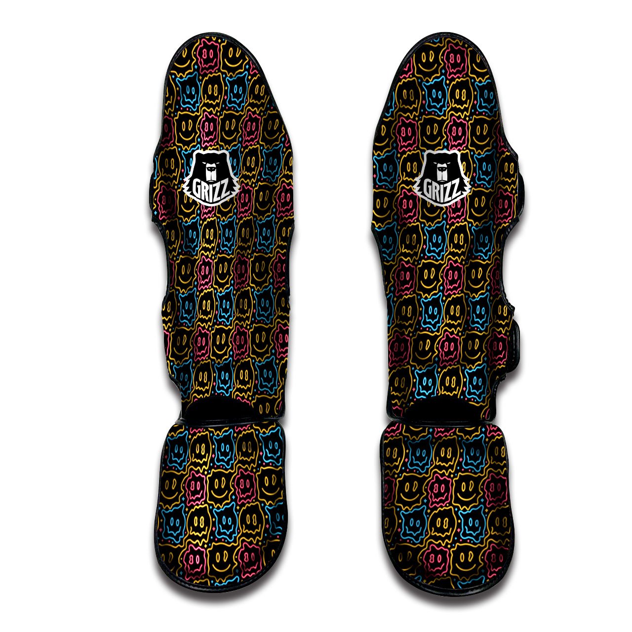 Trippy Neon Psychedelic Print Muay Thai Shin Guards-grizzshop