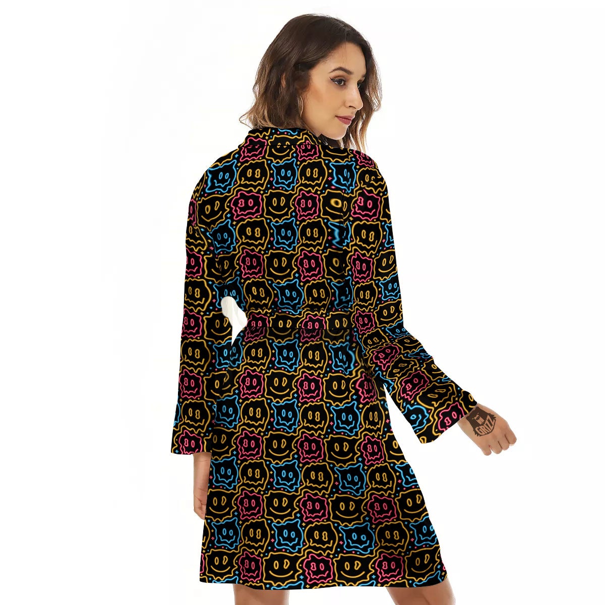 Trippy Neon Psychedelic Print Women's Robe-grizzshop