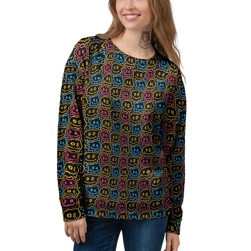 Trippy Neon Psychedelic Print Women's Sweatshirt-grizzshop