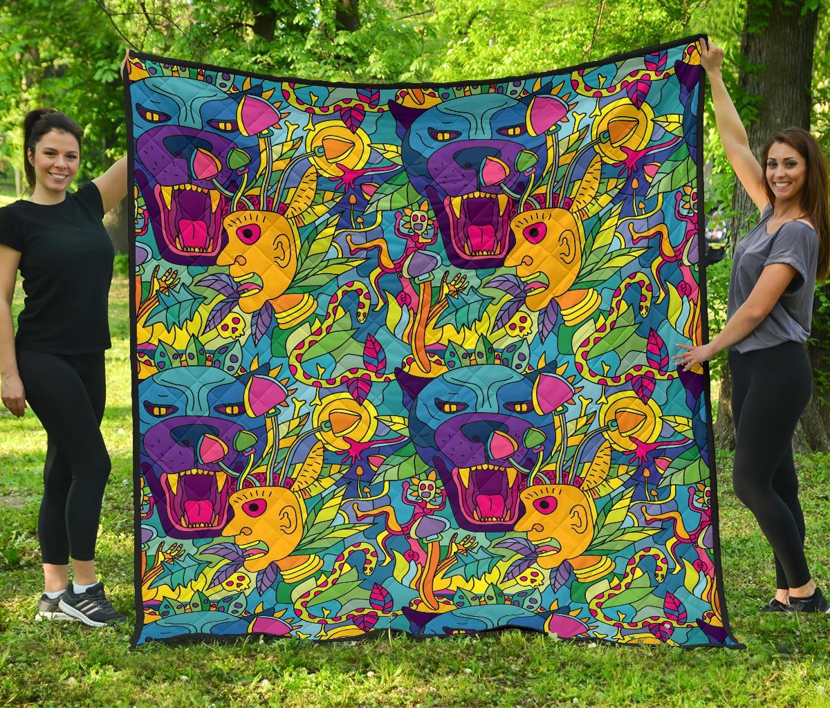 Trippy Pattern Print Quilt-grizzshop