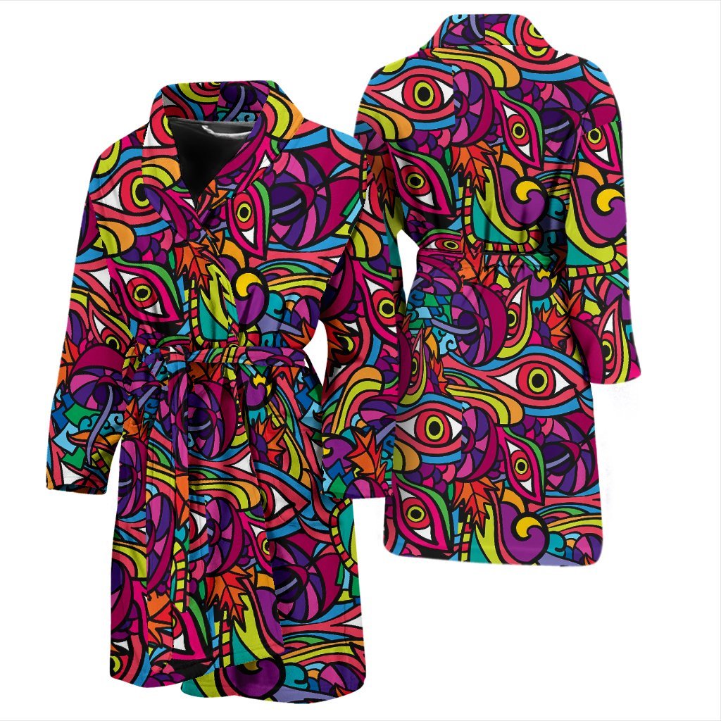 Trippy Print Pattern Men Long Robe-grizzshop