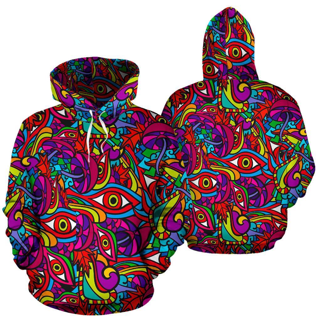 Trippy Print Pattern Men Women Pullover Hoodie-grizzshop