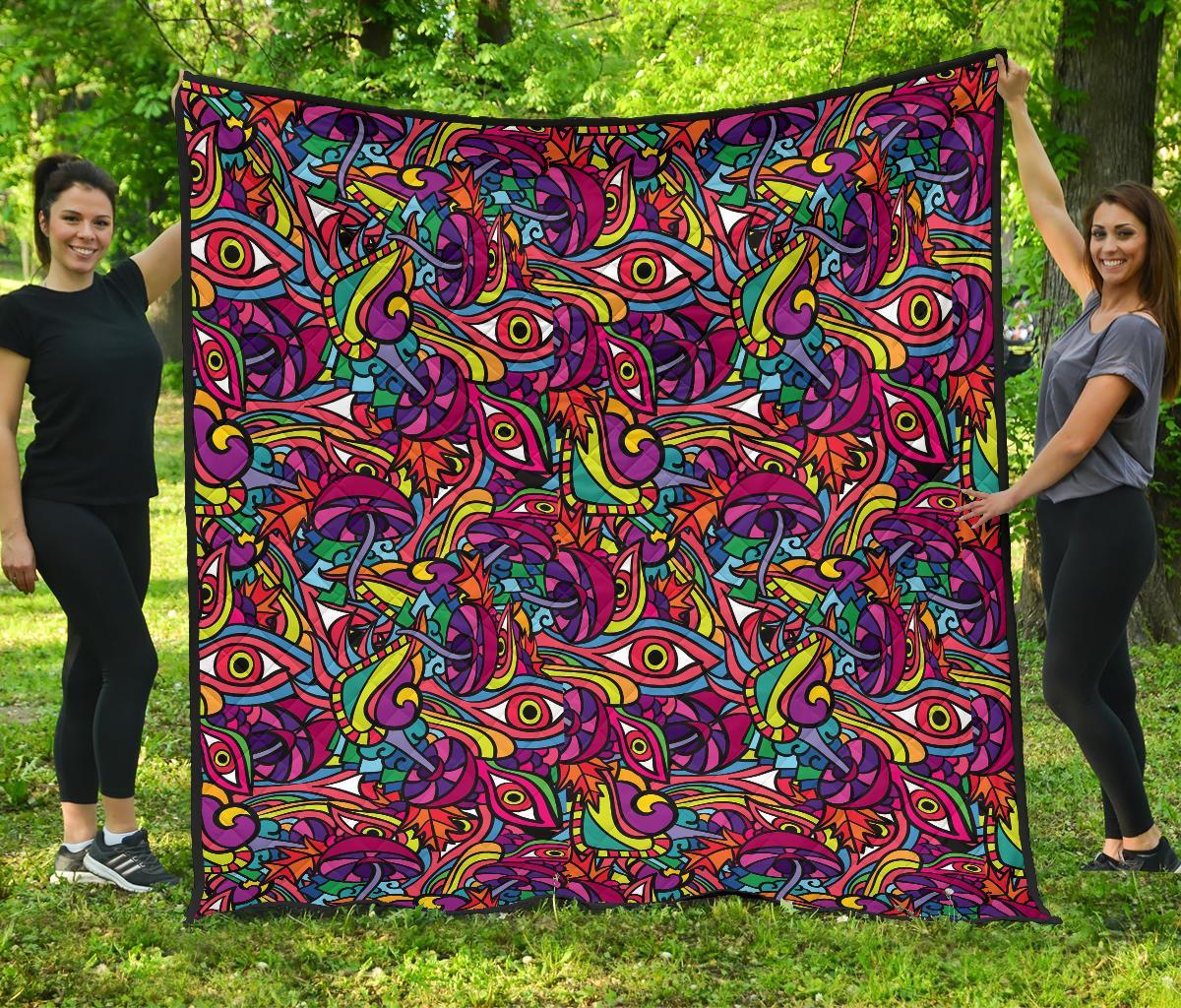 Trippy Print Pattern Quilt-grizzshop