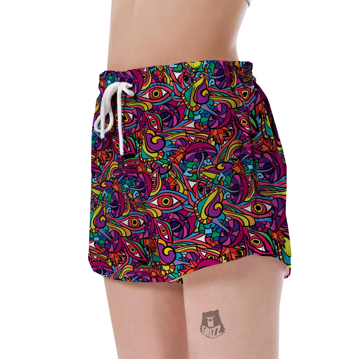 Trippy Print Pattern Women's Shorts-grizzshop