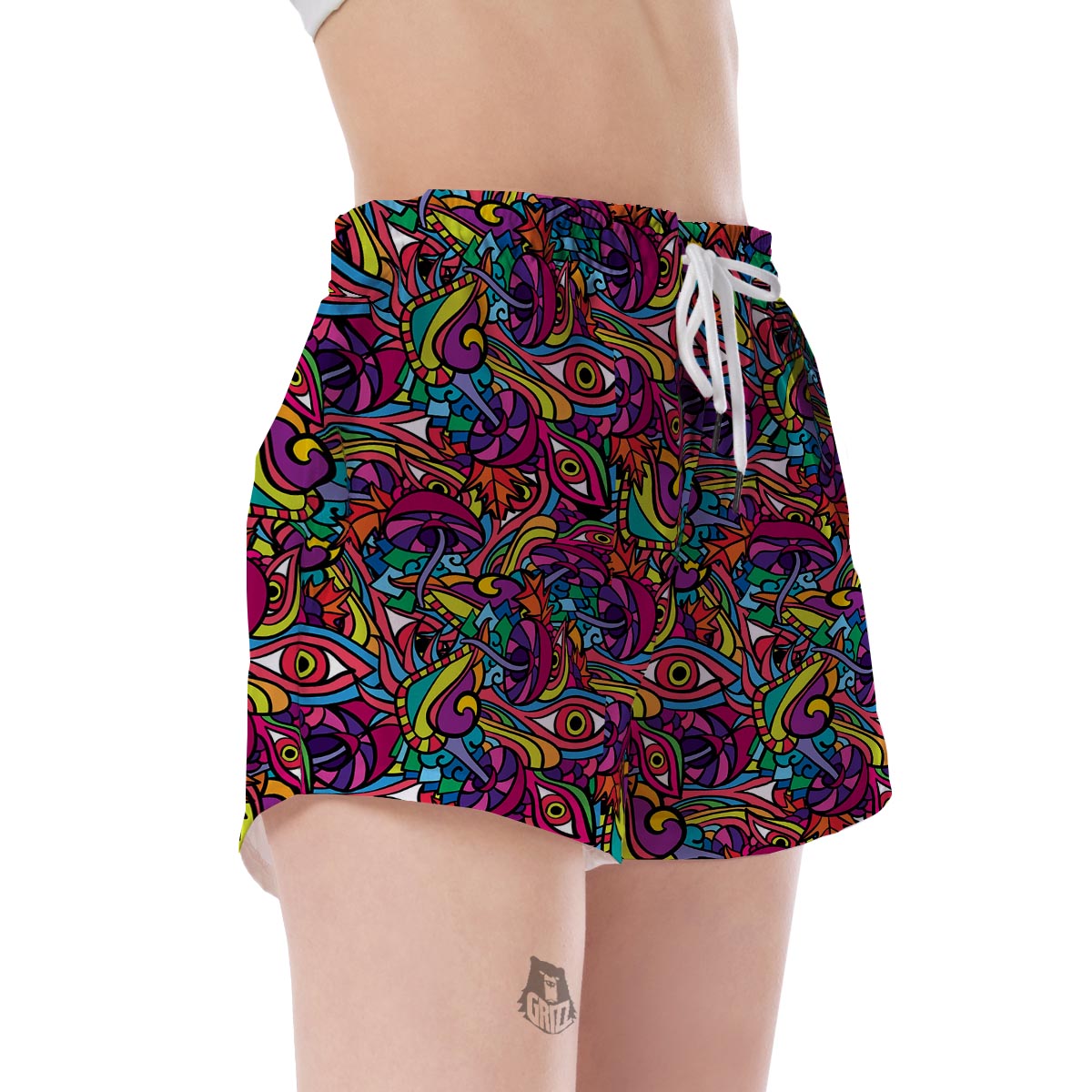 Trippy Print Pattern Women's Shorts-grizzshop