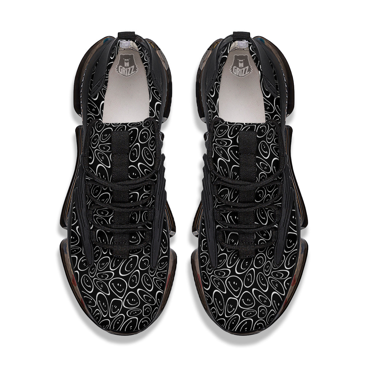 Trippy Psychedelic Dark Print Black Gym Shoes-grizzshop
